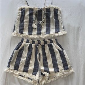 2 piece white and blue set